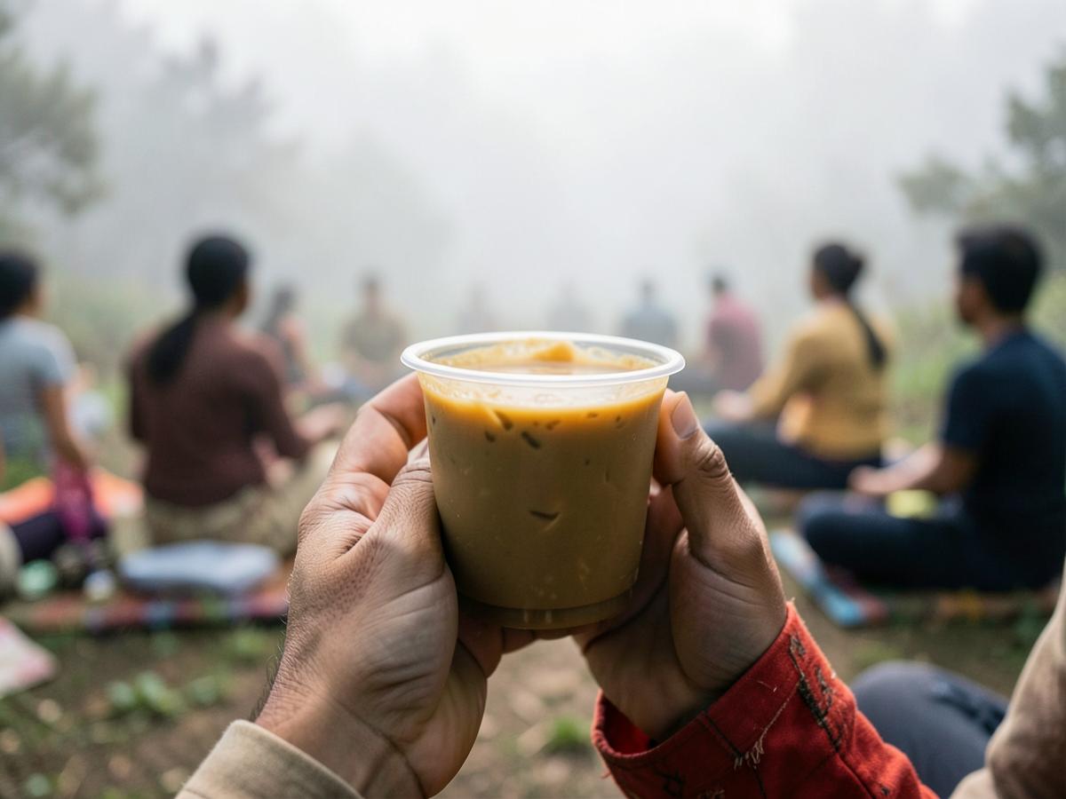 Morning chai between sittings, Rishikesh