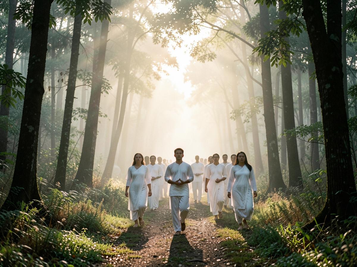 Silent walk at sunrise, Nashik Ashram Camp